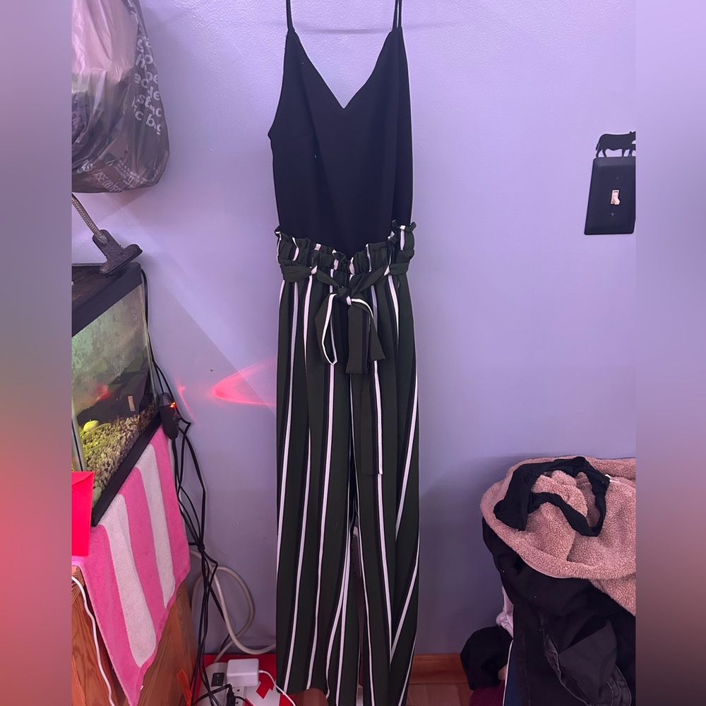 Black and green romper